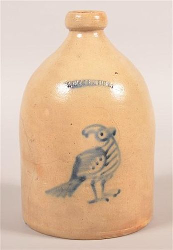 WHITES STONEWARE JUG WITH BLUE SLIP