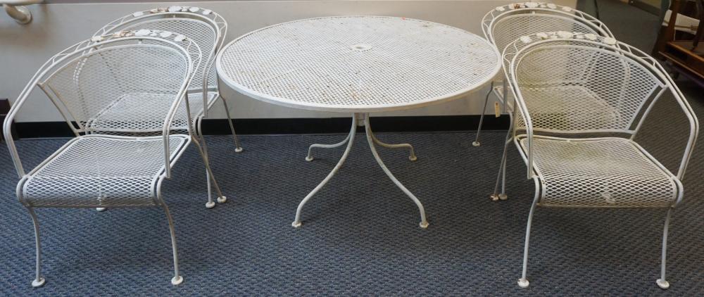 WHITEWASHED WROUGHT IRON TABLE WITH