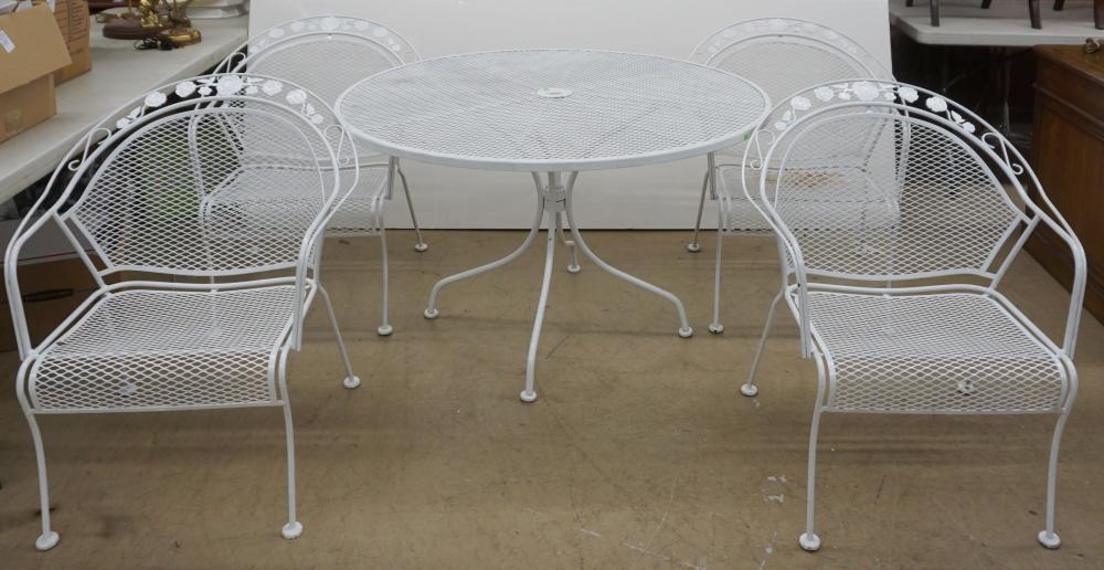 WHITEWASHED WROUGHT IRON TABLE WITH