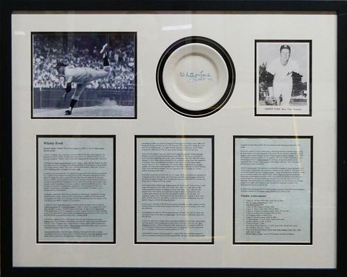WHITEY FORD SIGNED SAUCER FRAMED