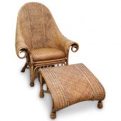 WICKER ARMCHAIR & OTTOMANDESCR
