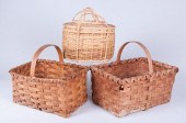 WICKER BASKETS, THREE (3)Three