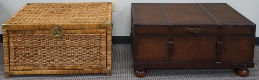 WICKER BLANKET CHEST AND STAINED
