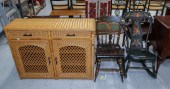WICKER CABINET; ROCKING CHAIR