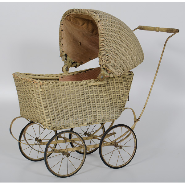 Wicker Doll Stroller 20th Century