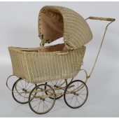 Wicker Doll Stroller 20th Cent