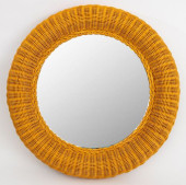 WICKER FRAMED CIRCULAR MIRROR<