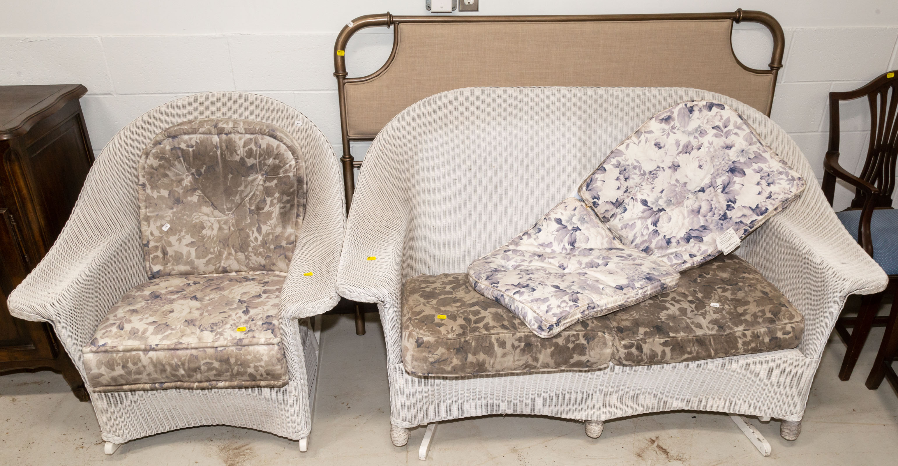 WICKER GLIDER & ROCKING CHAIR; IRON