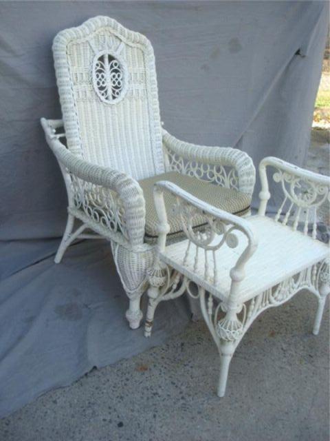 Wicker Reclining Chair & Ottoman.