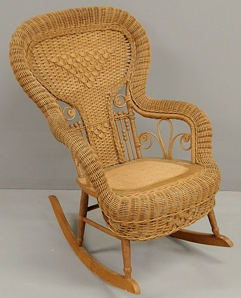 Wicker rocker with ball & stick