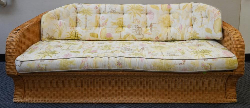 WICKER SOFA WITH LOOSE CUSHIONS, 27