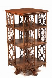 WICKER SWIVEL BOOKCASE - Rare
