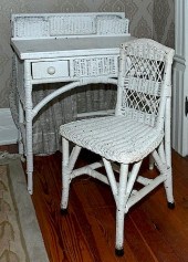 WICKER WRITING DESK AND CHAIRA