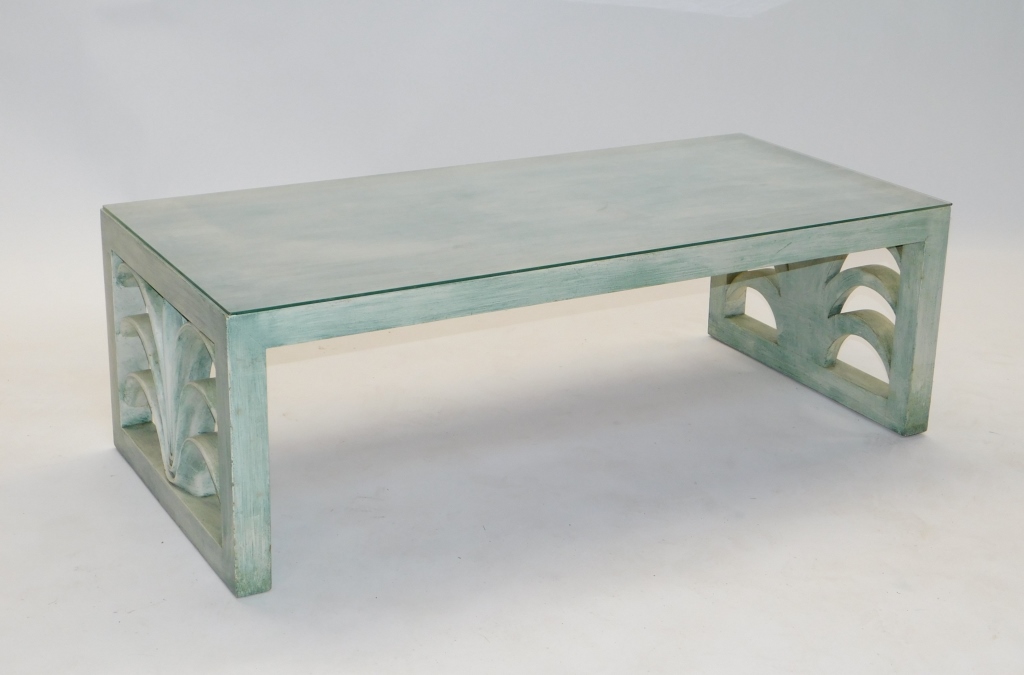 WIDDICOMB GLASS TOP GREEN VENEER