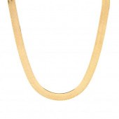 WIDE GOLD HERRINGBONE NECKLACE