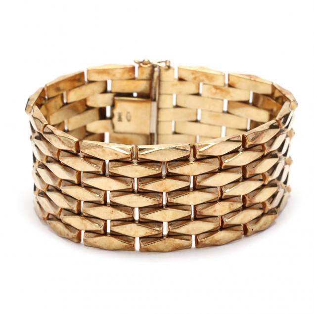 WIDE RETRO GOLD BRACELET The