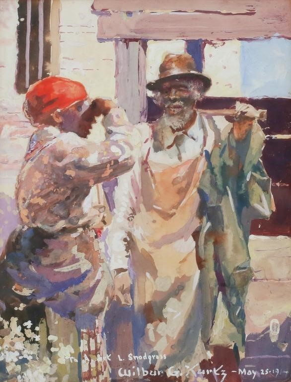WILBUR G. KURTZ GOUACHE MAN WITH