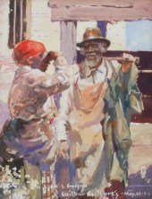 WILBUR G. KURTZ GOUACHE MAN WI