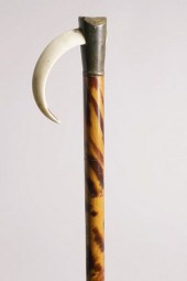 WILD BOAR TUSK HANDLED CANE, 1