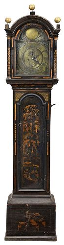 WILLIAM AND MARY JAPANNED TALL CASE