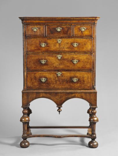 William and Mary Walnut Highboy, 