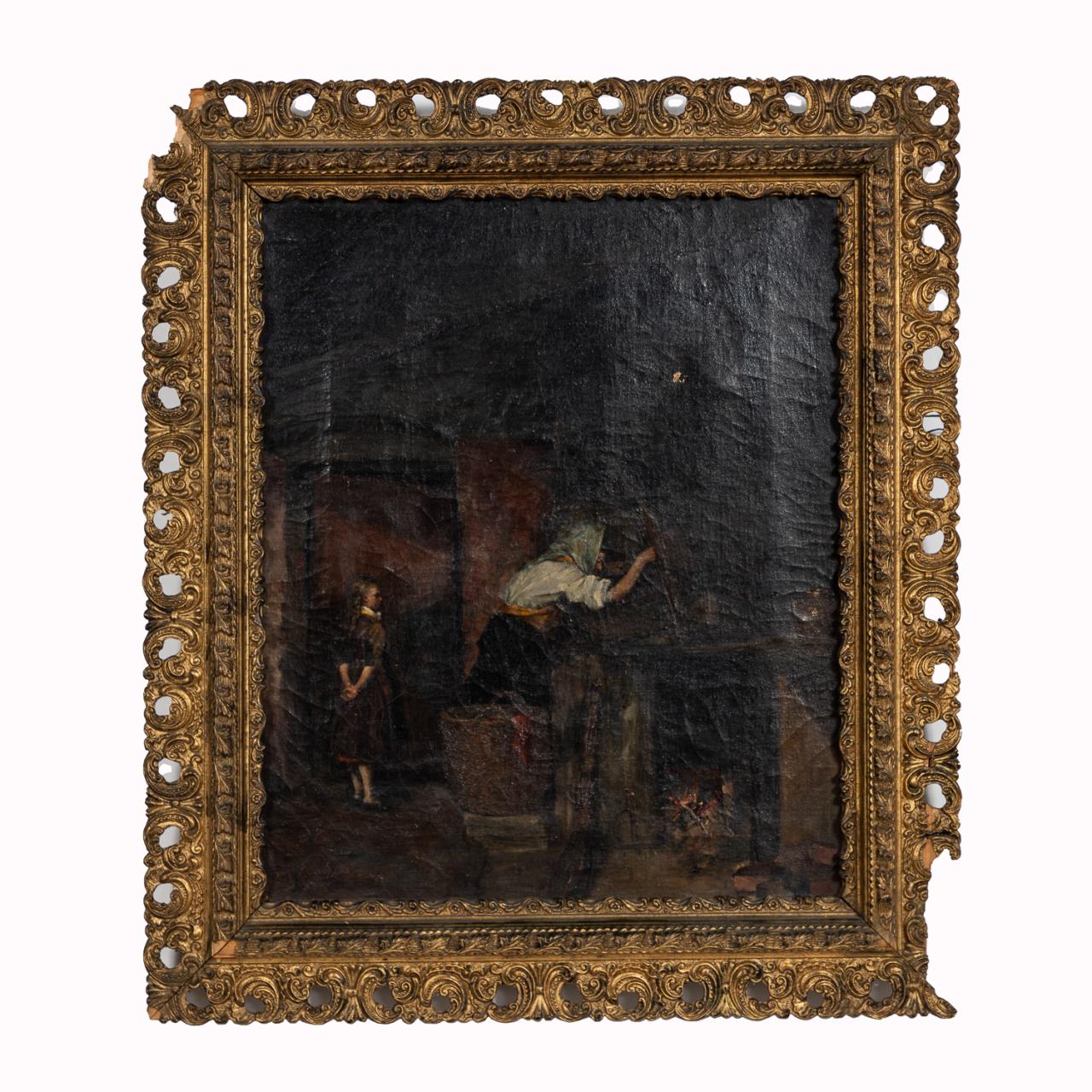 WILLIAM BIRNEY, GENRE SCENE, OIL ON
