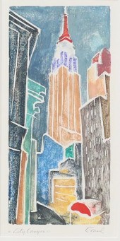 WILLIAM EVAUL WOODCUT CITY CAN