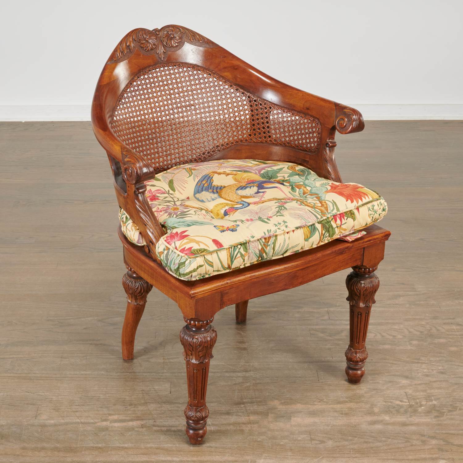 WILLIAM IV CARVED MAHOGANY CANED