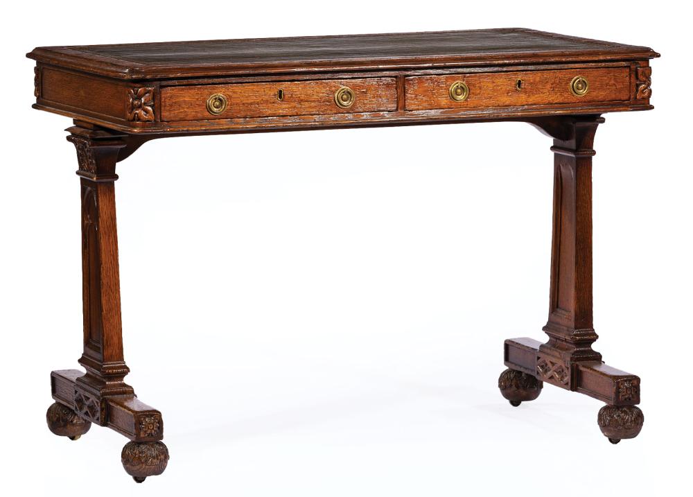 WILLIAM IV CARVED OAK WRITING
