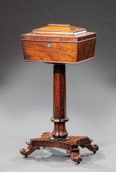 WILLIAM IV CARVED ROSEWOOD TEA