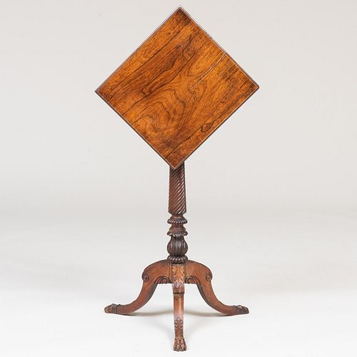 WILLIAM IV CARVED ROSEWOOD TILT-TOP