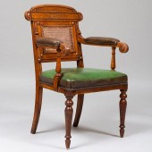 WILLIAM IV OAK, CANED AND LEAT