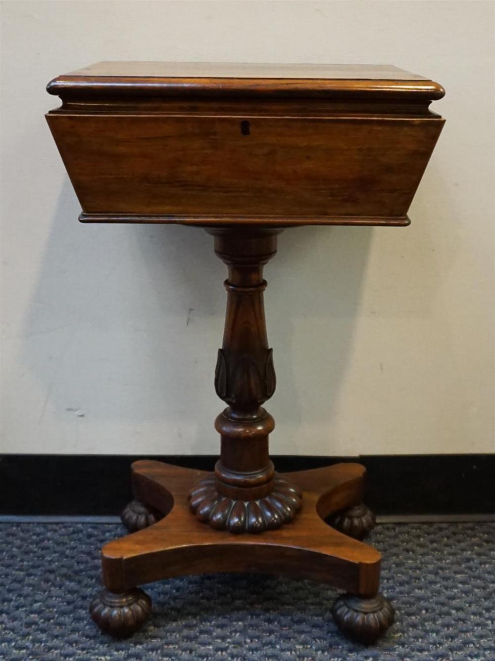 WILLIAM IV ROSEWOOD TEAPOY, H: