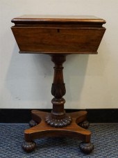 WILLIAM IV ROSEWOOD TEAPOY, H: