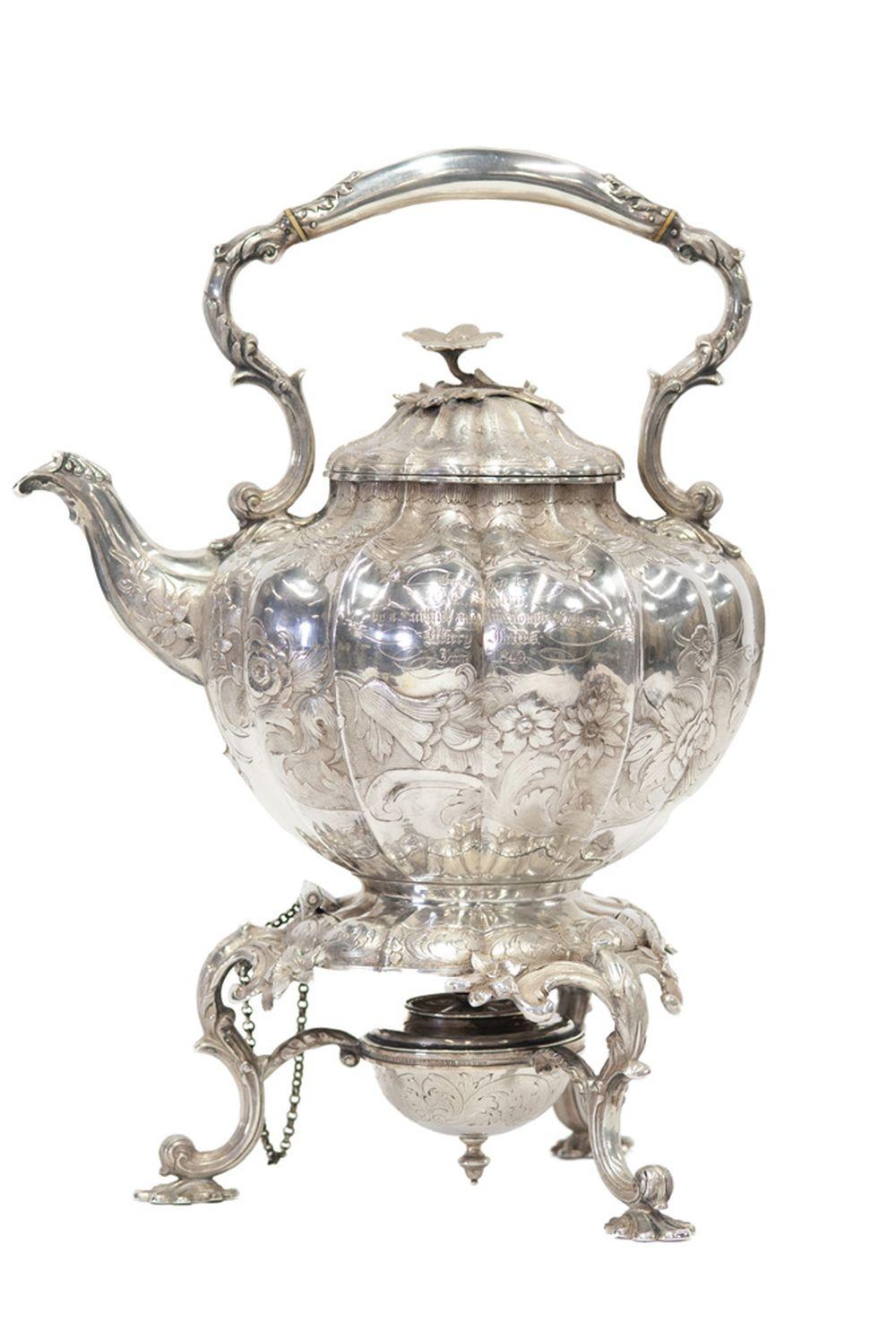 WILLIAM IV SILVER KETTLE ON