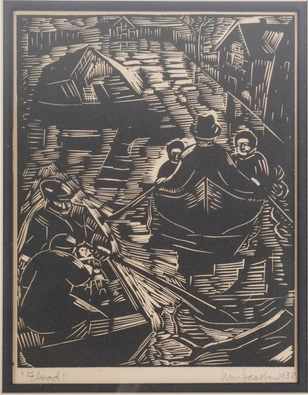 WILLIAM JACOBS "FLOOD" WOODCUT