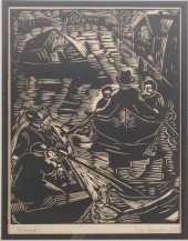 WILLIAM JACOBS "FLOOD" WOODCUT
