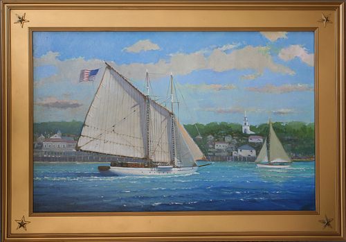 WILLIAM LOWE OIL ON LINEN "SCHOONER