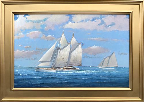 WILLIAM LOWE OIL ON LINEN, "SAILING