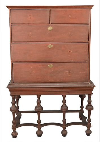 WILLIAM & MARY CHEST ON FRAME, PINE