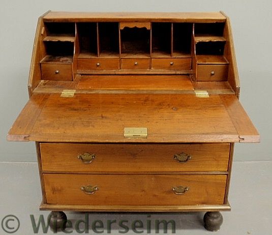 William & Mary walnut slant-lid