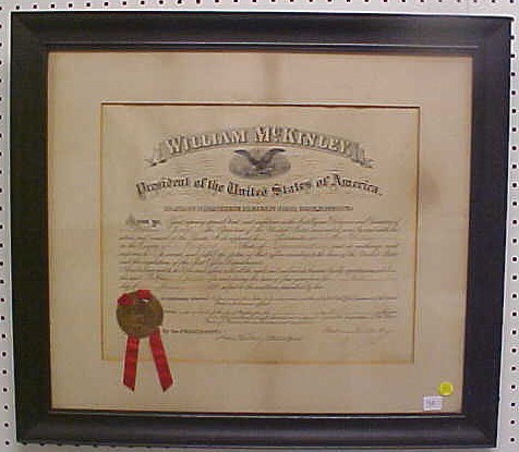 William McKinley signed Document 