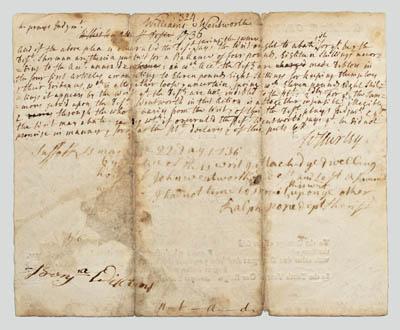 William Shirley signed document,
