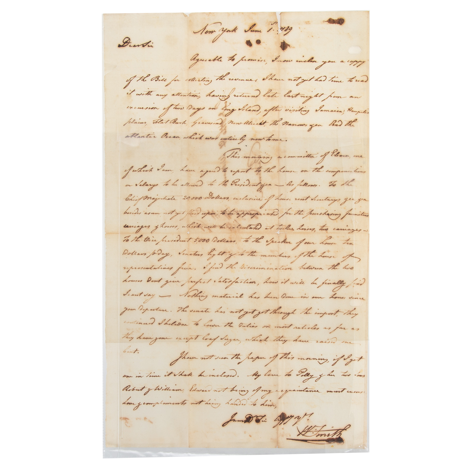 WILLIAM SMITH, ALS TO O. H.