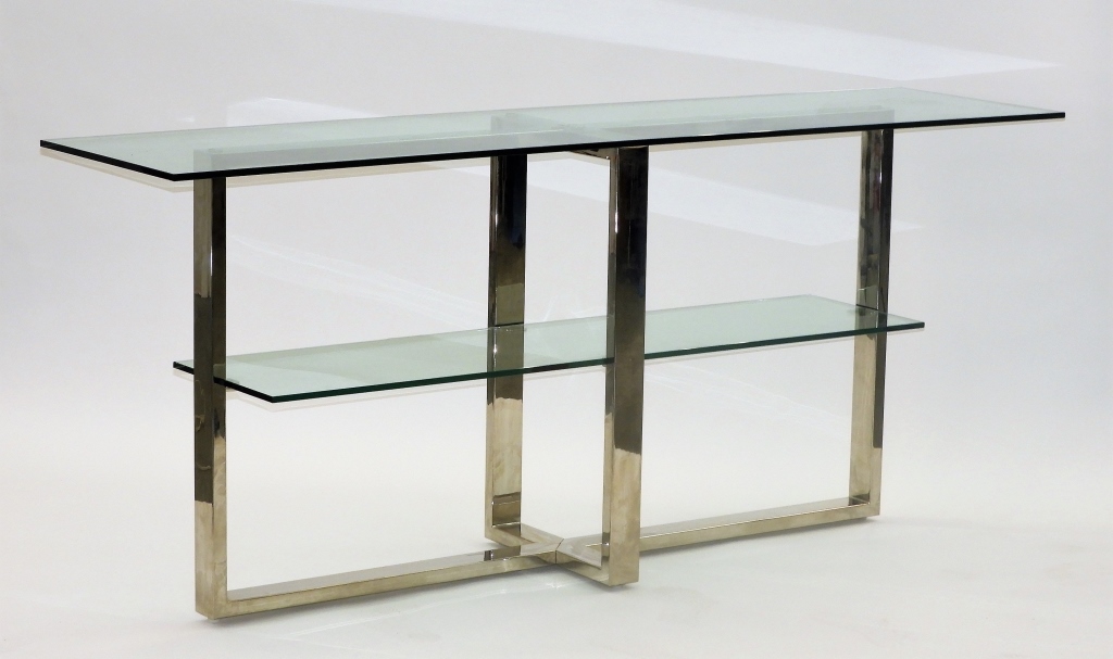 WILLIAMS-SONOMA CHROME GLASS SOFA