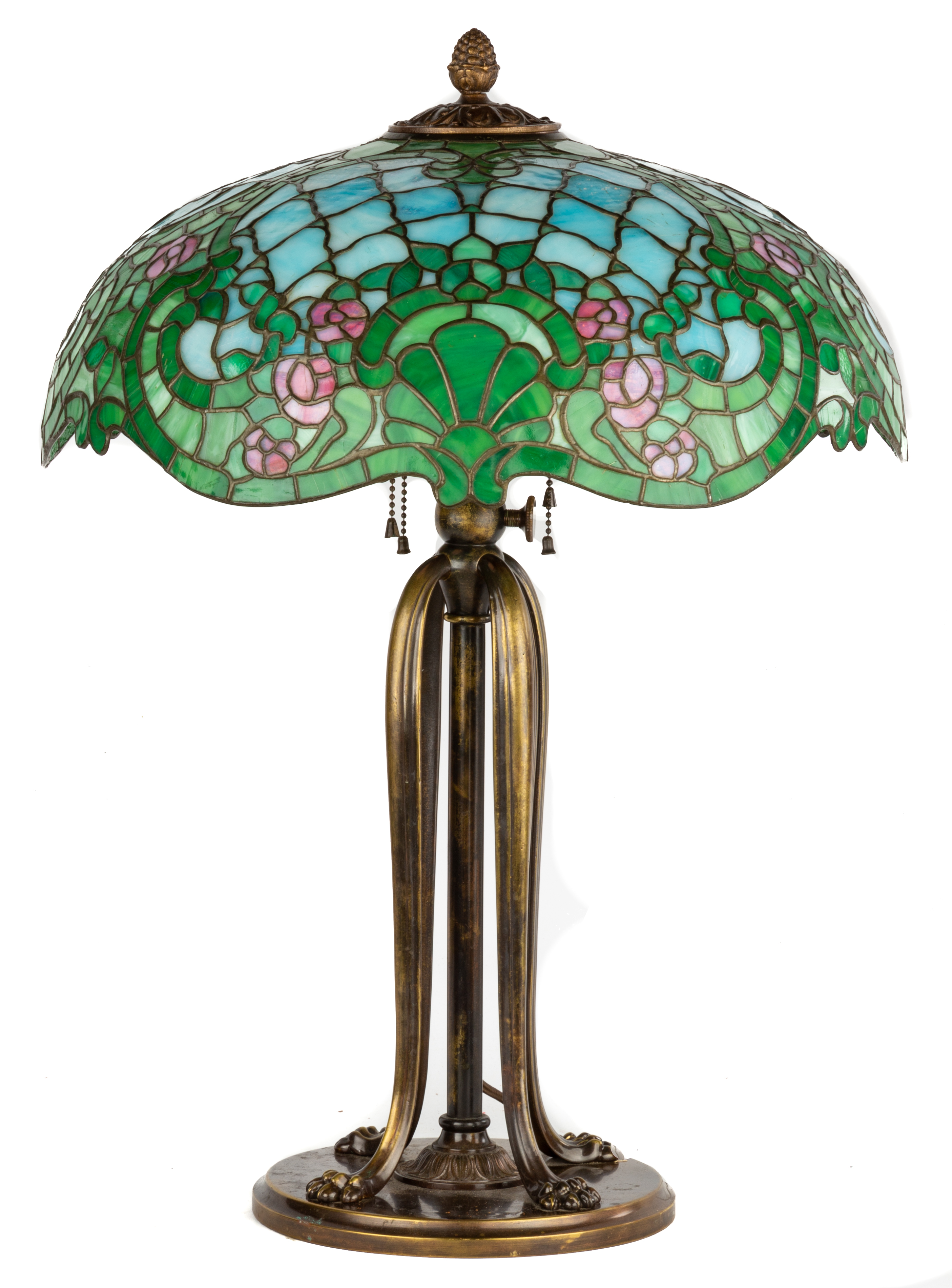 WILLIAMSON FLORAL LEADED GLASS LAMP
