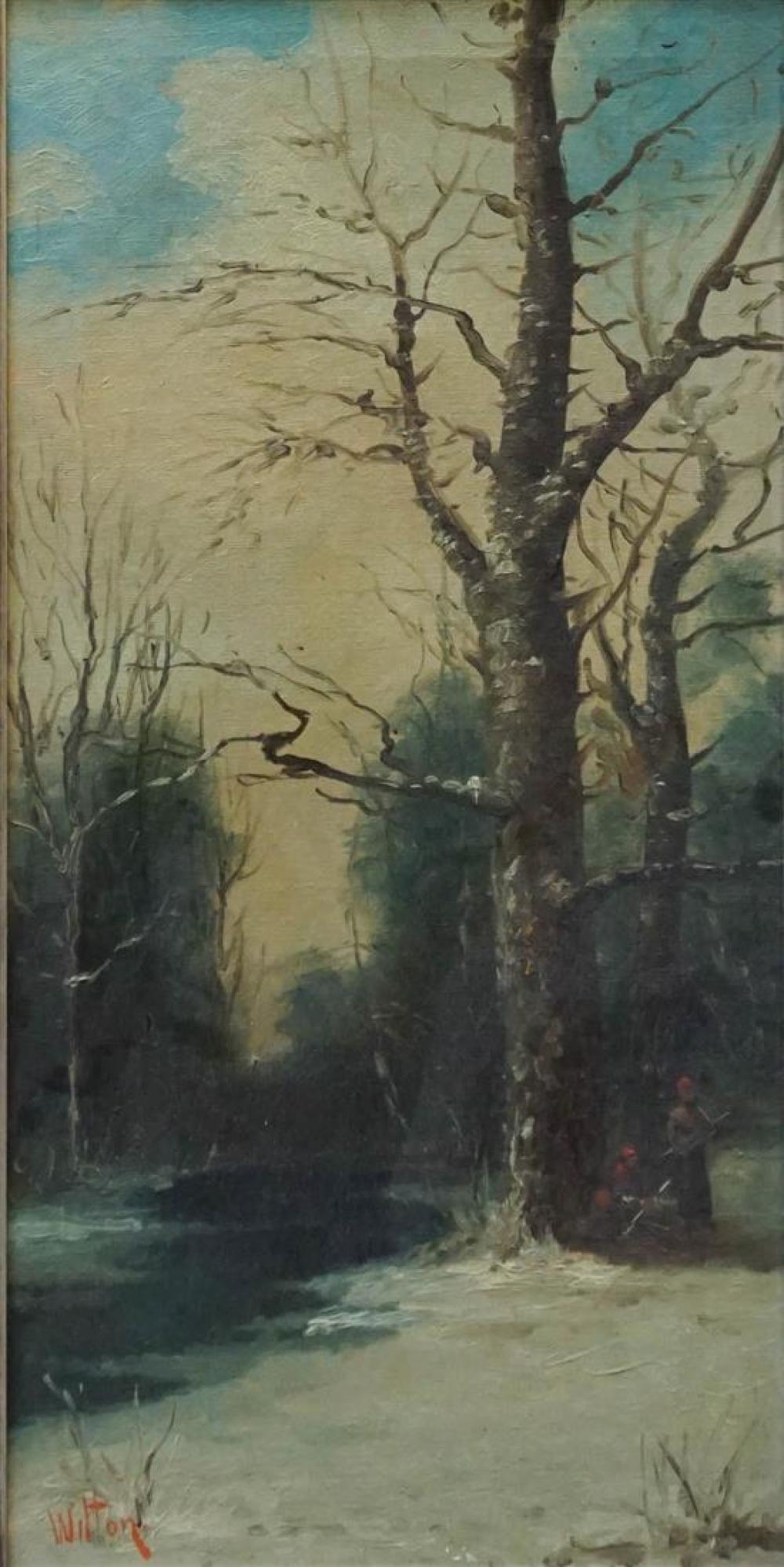 WILTON, WINTER FOREST SCENE, OIL ON