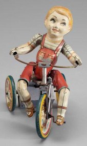 Wind-up kiddy cyclist, Unique