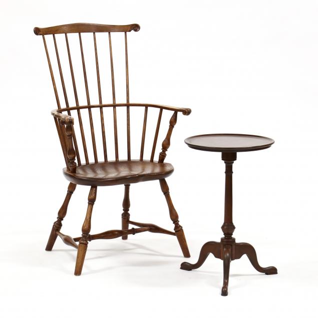 WINDSOR ARMCHAIR AND CANDLESTAND,