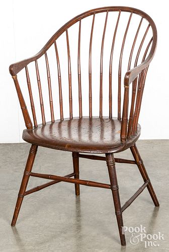 WINDSOR CHAIR, 19TH C., BRANDED